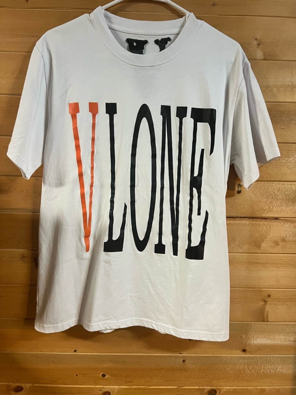 VLONE White Tee with Black & Orange Logo